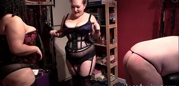  Project Real Slavery Part 1 - Two Big Size Mistresses Demonstrate Their Whipping Skills